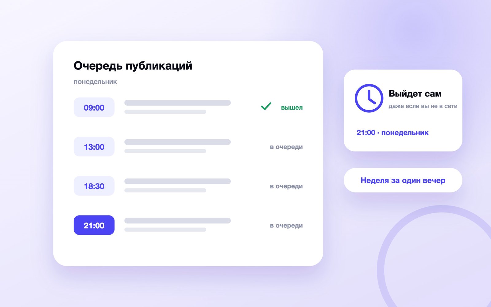 Очередь отложенных постов на день