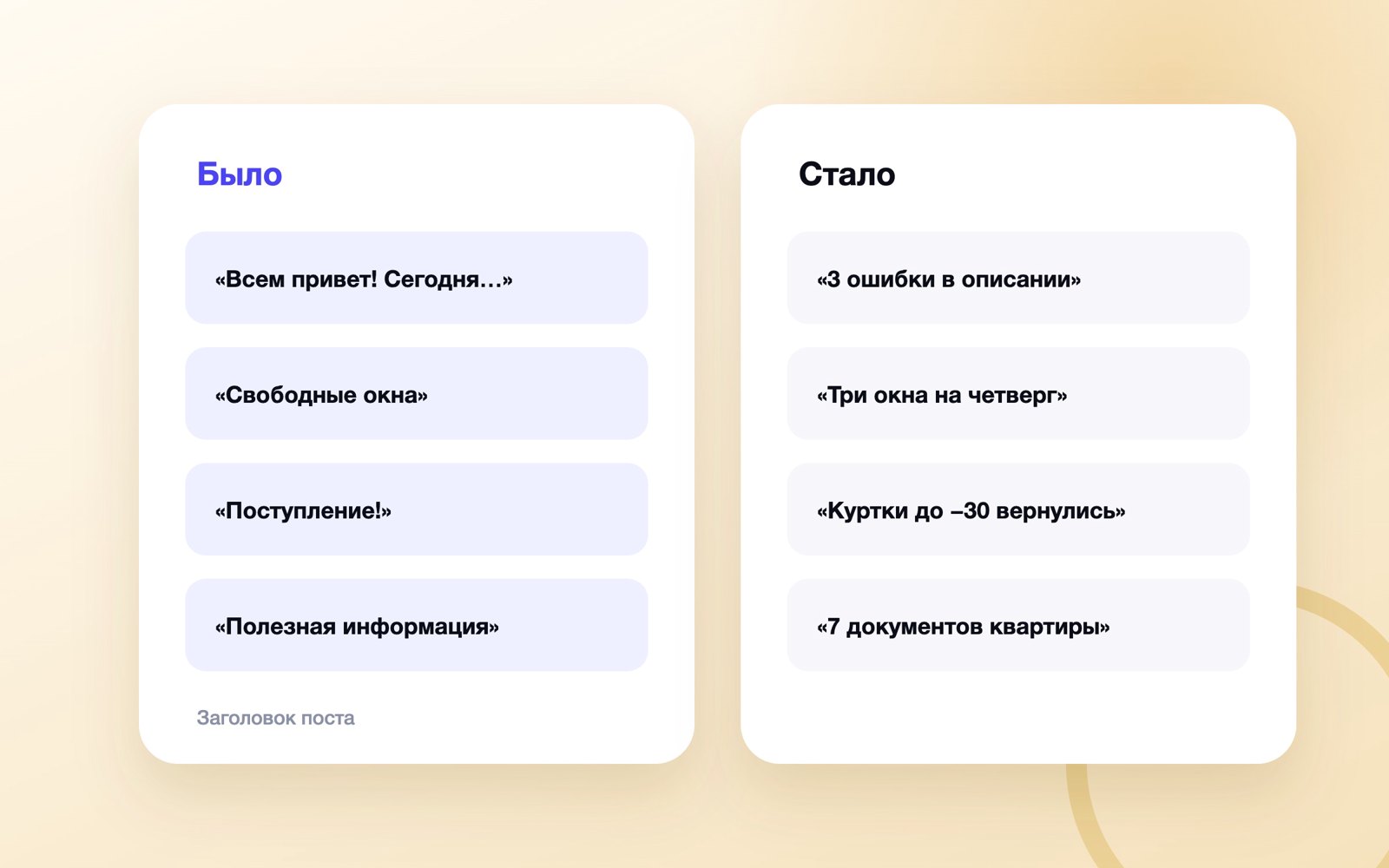 Заголовок поста: первая строка до и после правки