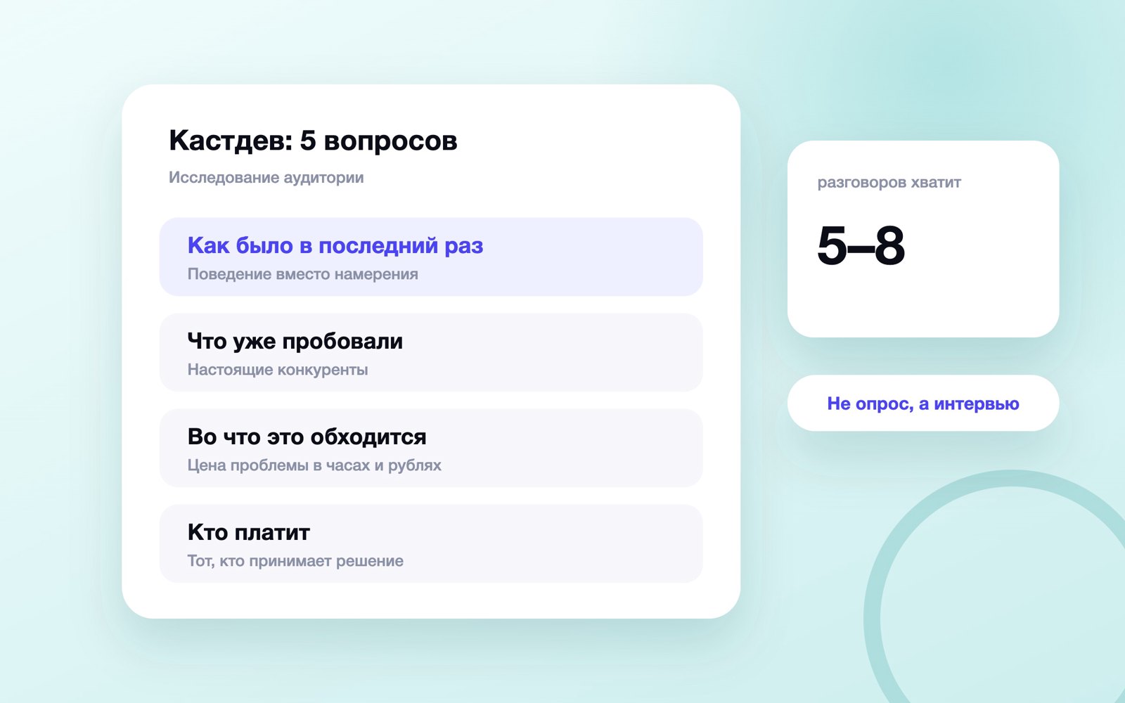 Пять вопросов кастдев-интервью