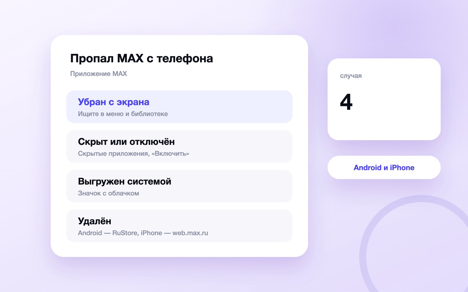 Четыре причины, почему MAX пропал с телефона