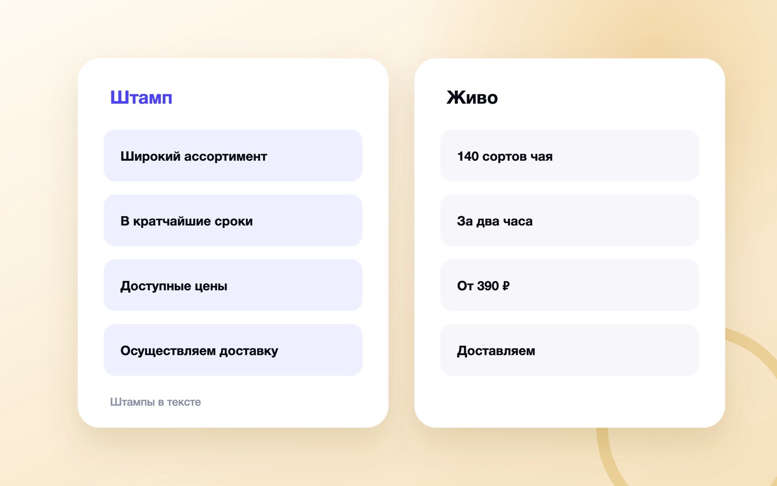 Штампы в тексте и живые замены