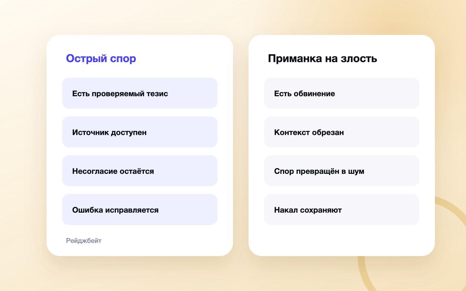 Сравнение острой дискуссии и рейджбейта