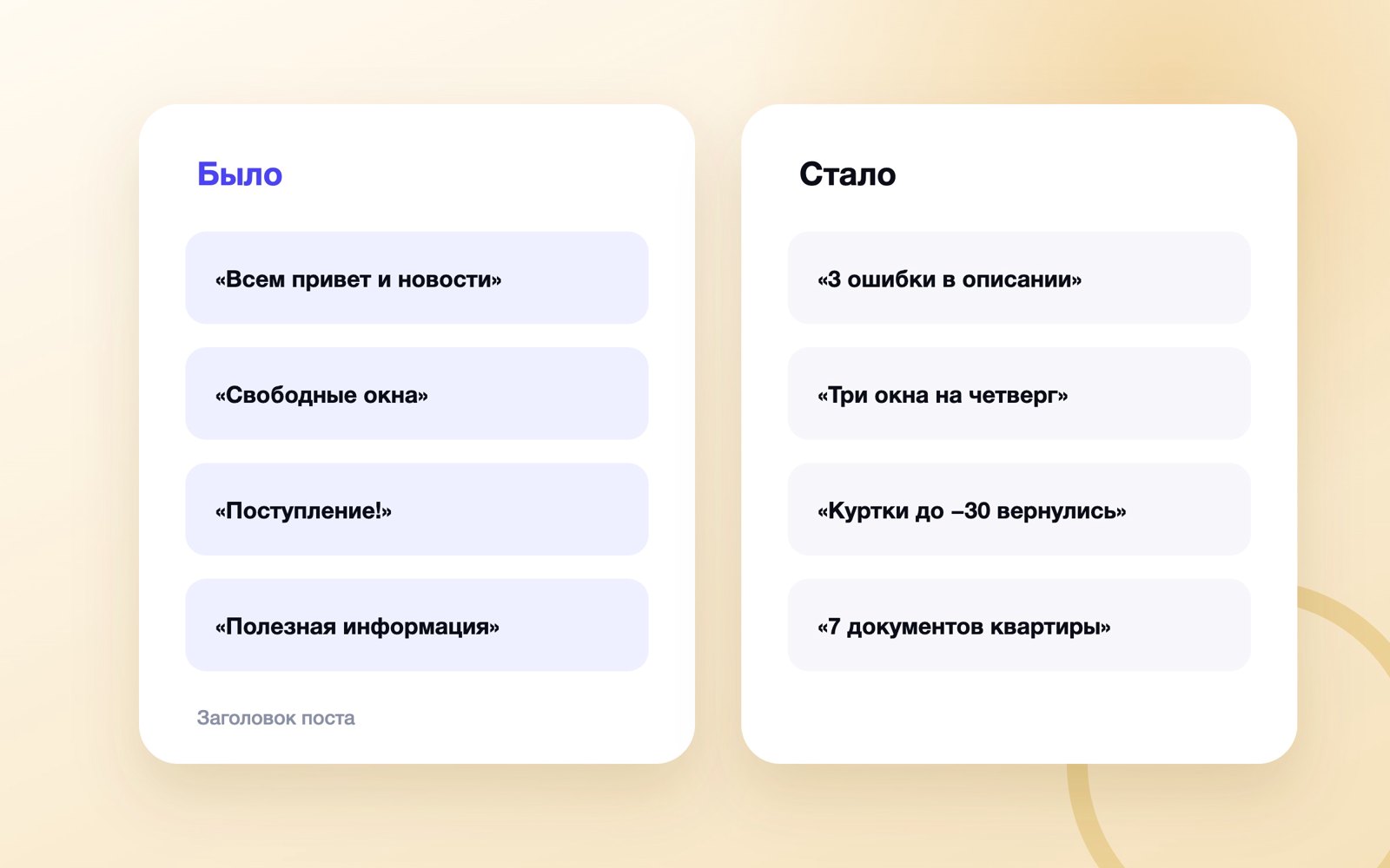 Заголовок поста: первая строка до и после правки
