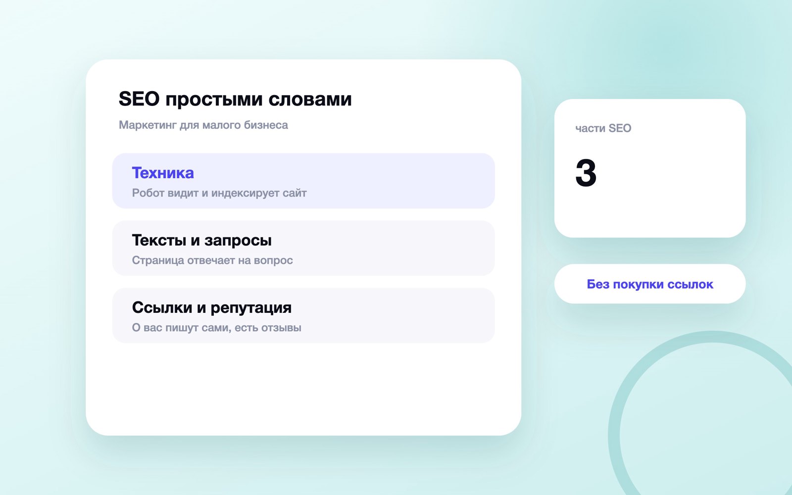 Три части SEO: техника, тексты, репутация