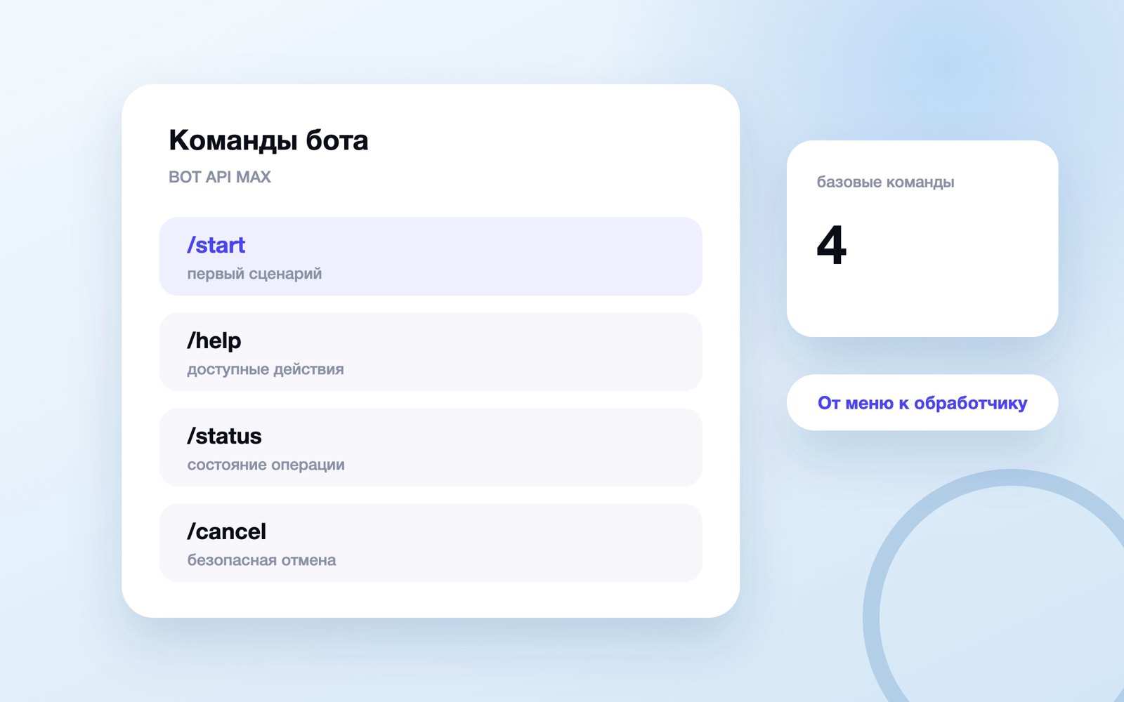 Базовые команды и обработчики бота MAX