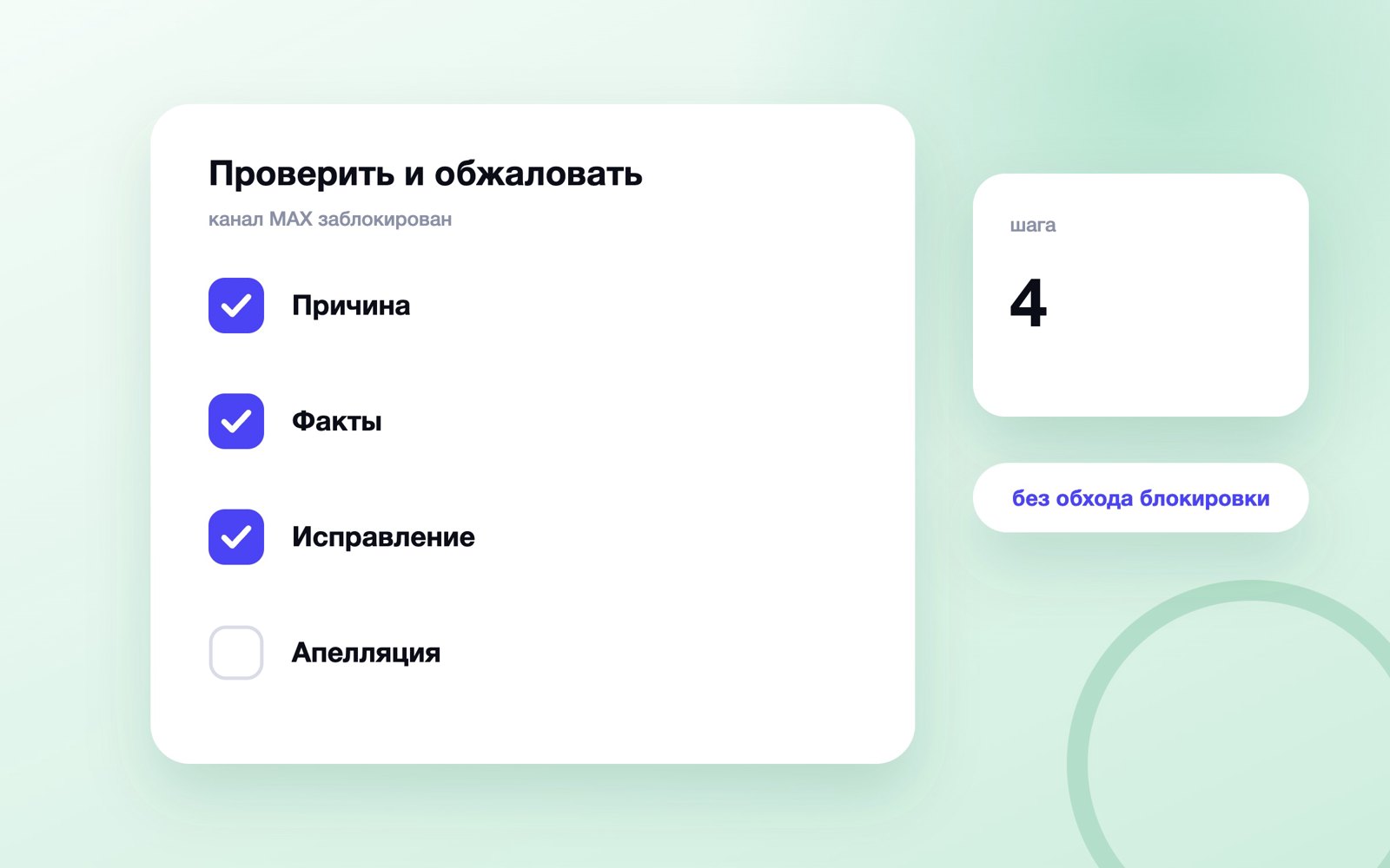 План действий при блокировке канала в MAX