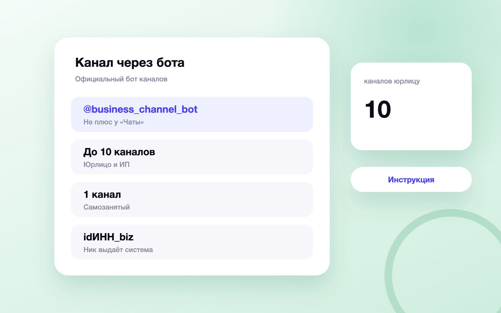 Бот «Каналы в MAX для бизнеса»: лимиты и ник idИНН_biz
