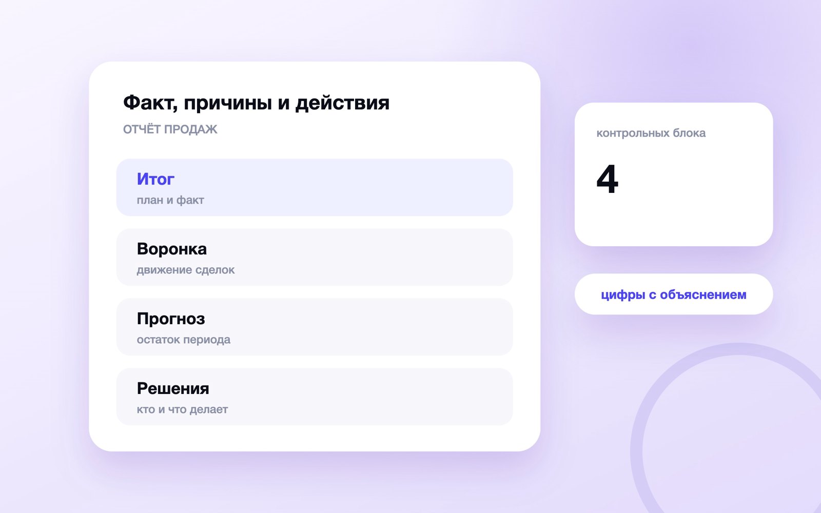 Факт, причины и действия