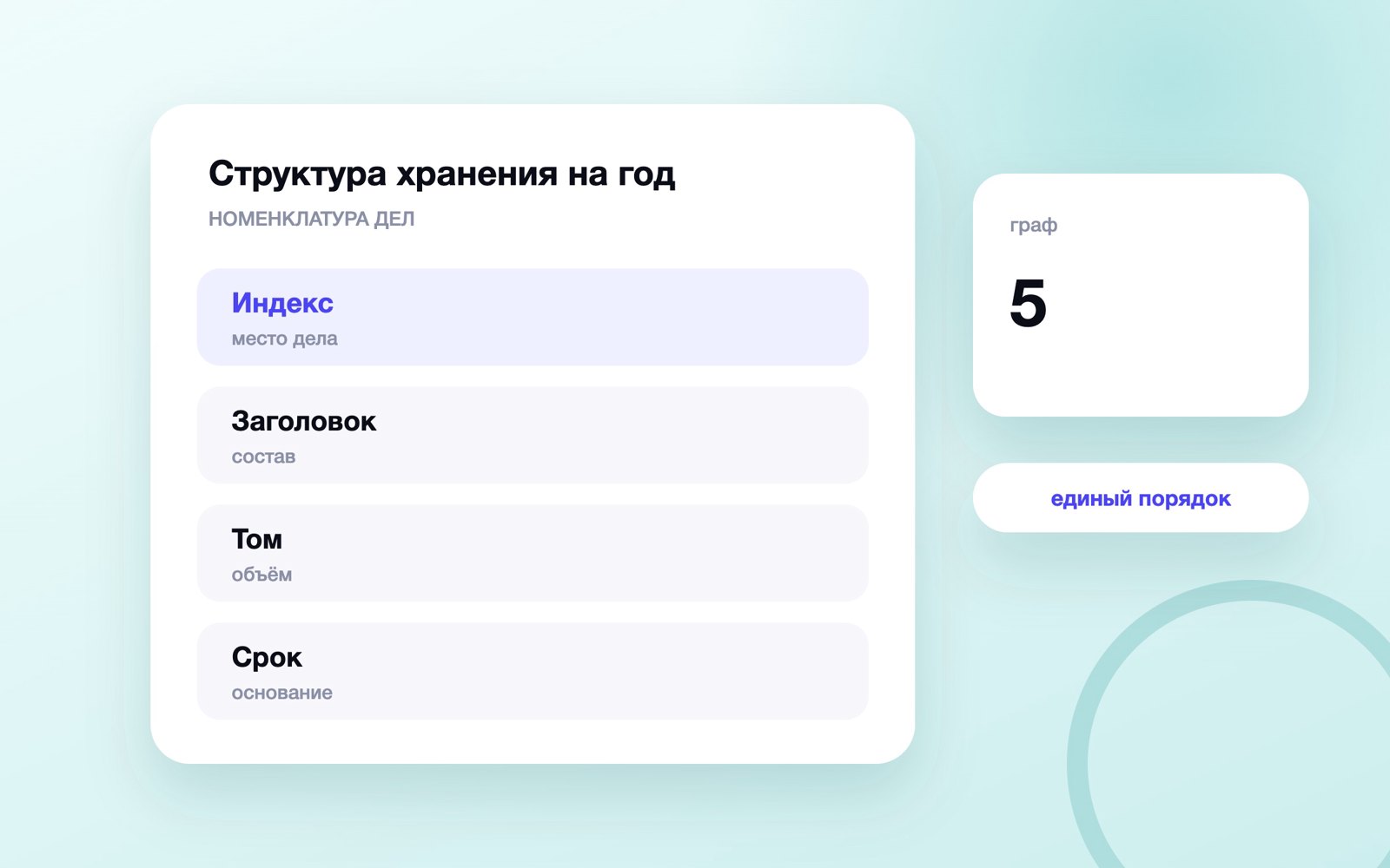 Структура хранения на год