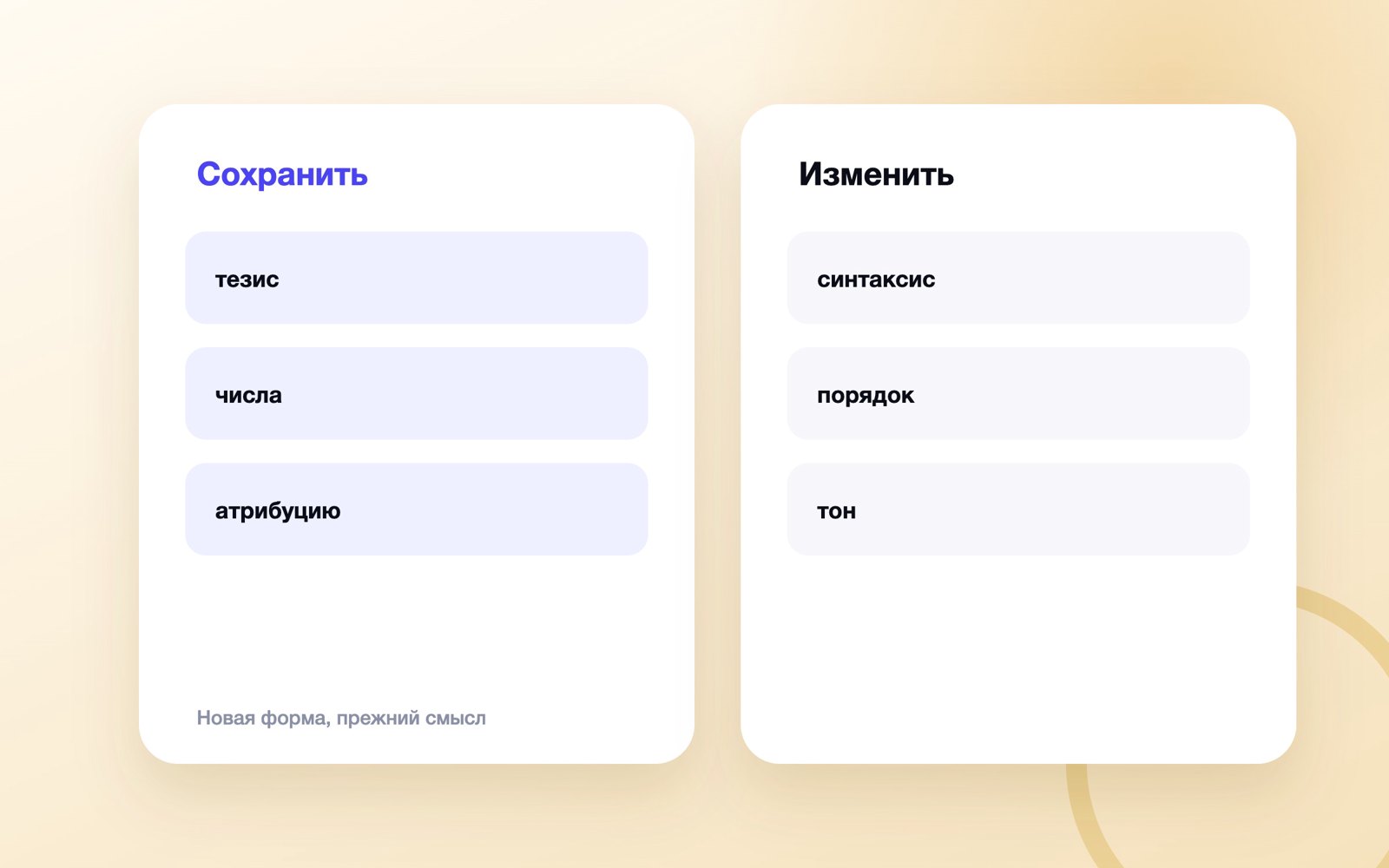 Новая форма, прежний смысл